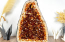 Pair of Large Citrine Cathedral Geodes with Deep Orange Citrine Druzy collective