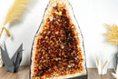 Pair of Large Citrine Cathedral Geodes with Deep Orange Citrine Druzy collective