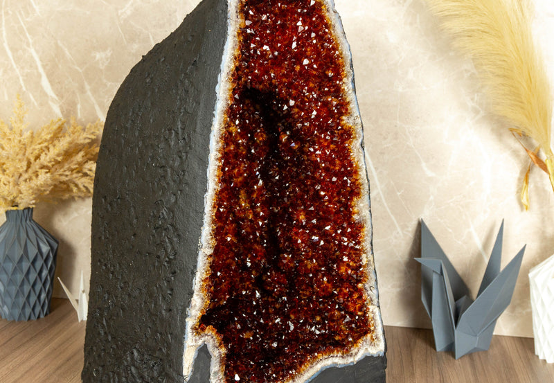 Deep Orange Cognac Citrine Cathedral Geode, Aaa Quality collective