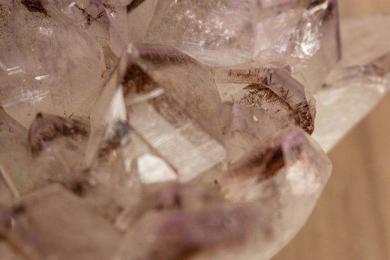 White Amethyst Table Lamp with Goethite, Bespoke made with LED light collective