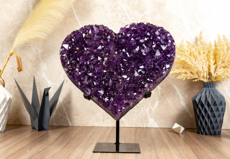 X Large Amethyst Heart with Grape Jelly Purple Amethyst Druzy collective