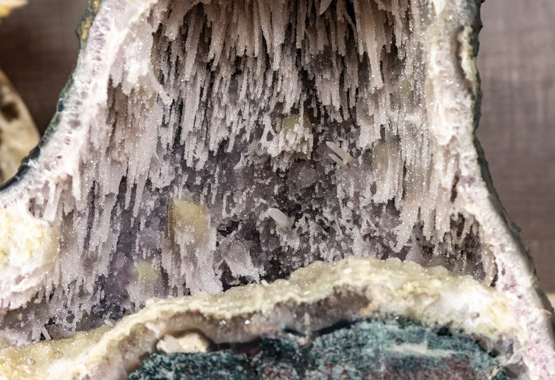 Ultra Rare Stalactite Formed Amethyst Geode with Sugar Coated Druzy collective