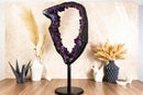 AAA Dark Purple Amethyst Geode on 360 Stand, Double Sided Amethyst Slice collective