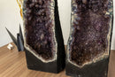 Pair of World Class Amethyst Geodes, with Stalactites covered in Galaxy Druzy collective
