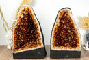 Pair of Large Citrine Cathedral Geodes with Deep Orange Citrine Druzy collective