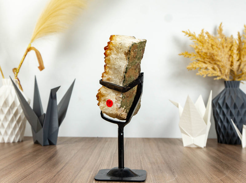 Deep Orange Citrine Cluster on Display with Large Citrine Crystal Druzy collective