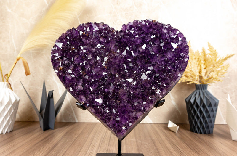 X Large Amethyst Heart with Grape Jelly Purple Amethyst Druzy collective