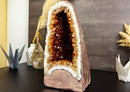 Deep Orange Citrine Crystal Geode with Golden Coated Back i_did