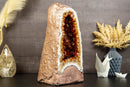 Deep Orange Citrine Crystal Geode with Golden Coated Back i_did