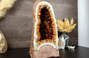 Deep Orange Citrine Crystal Geode with Golden Coated Back i_did