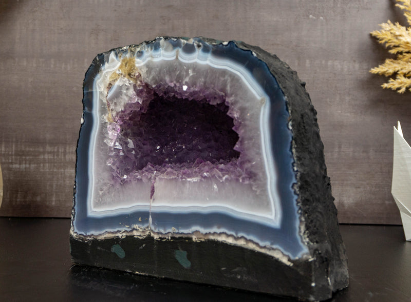 Banded Agate Amethyst Geode Cave with Lavender Amethyst collective