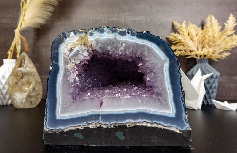 Banded Agate Amethyst Geode Cave with Lavender Amethyst collective