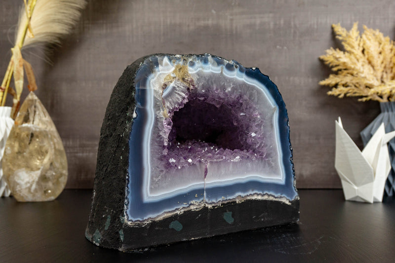 Banded Agate Amethyst Geode Cave with Lavender Amethyst collective