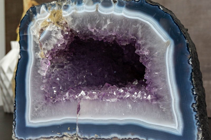 Banded Agate Amethyst Geode Cave with Lavender Amethyst collective