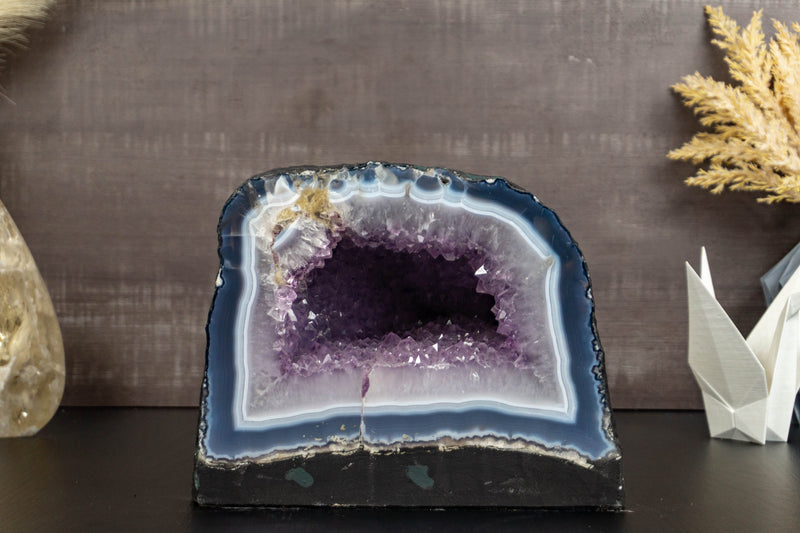 Banded Agate Amethyst Geode Cave with Lavender Amethyst collective