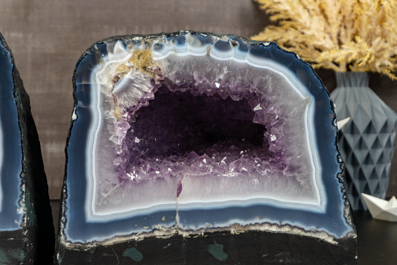 Banded Agate Amethyst Geode Cave with Lavender Amethyst collective