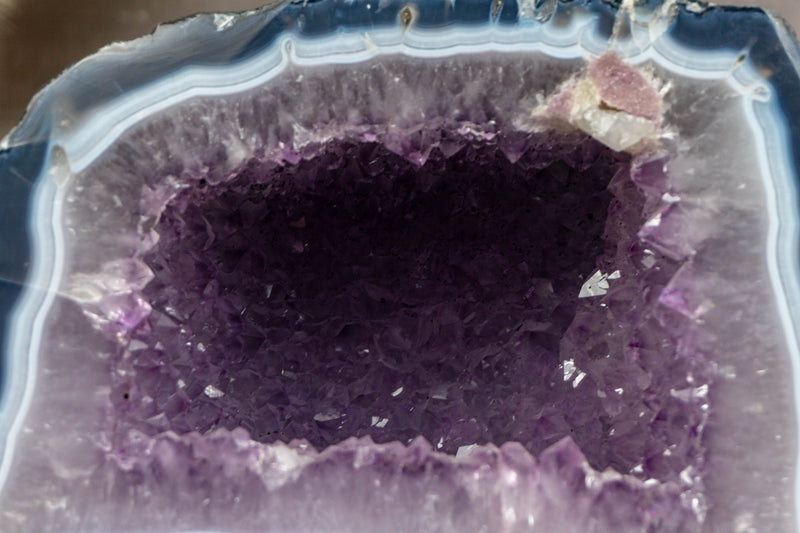 Banded Agate Amethyst Geode Cave with Lavender Purple Amethyst collective