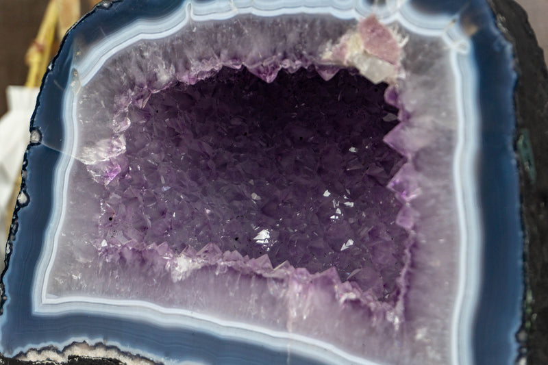 Banded Agate Amethyst Geode Cave with Lavender Purple Amethyst collective