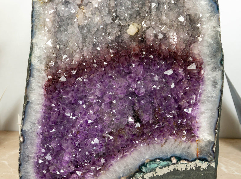 Rare Tricolor Amethyst Geode: White, Black and Purple