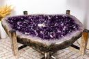Amethyst Coffee Table on Handmade Inox Base with Amethyst Crystal Geode