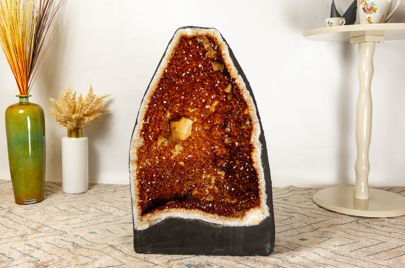 Large Citrine Geode Cathedral with Deep Orange Citrine Points 24 In, 60.8 Kg - 134.0 lb - E2D Crystals & Minerals