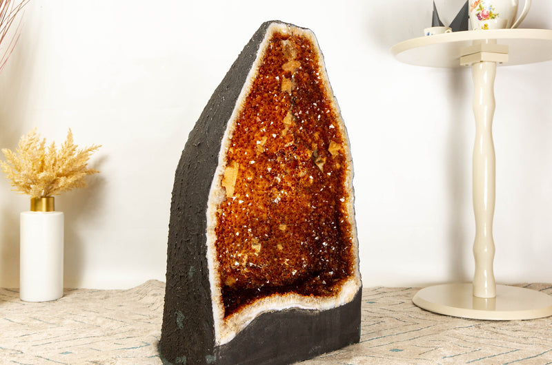 Large Citrine Geode Cathedral with Deep Orange Citrine Points 24 In, 60.8 Kg - 134.0 lb - E2D Crystals & Minerals