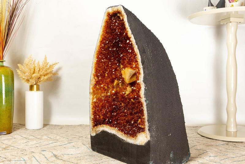 Large Citrine Geode Cathedral with Deep Orange Citrine Points 24 In, 60.8 Kg - 134.0 lb - E2D Crystals & Minerals