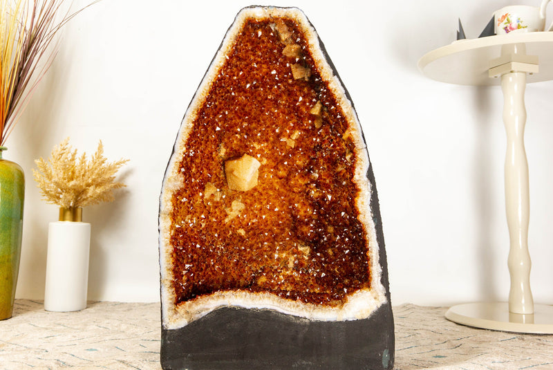 Large Citrine Geode Cathedral with Deep Orange Citrine Points 24 In, 60.8 Kg - 134.0 lb - E2D Crystals & Minerals