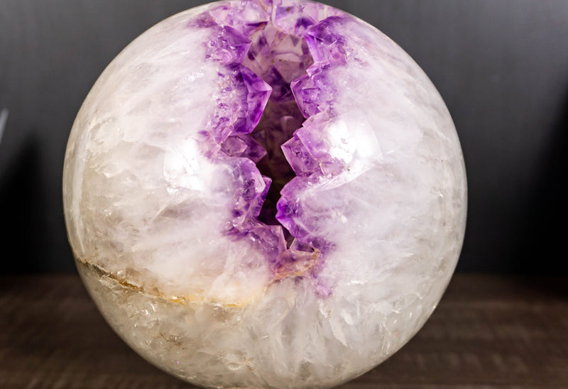 Extra Large Amethyst Sphere with Purple Amethyst Druzy