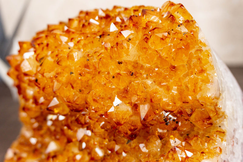 Deep Yellow Citrine Rosette Cluster with medium Size Citrine Druzy, Natural and Ethical 4.2 Kg - 9.1 lb - E2D Crystals & Minerals