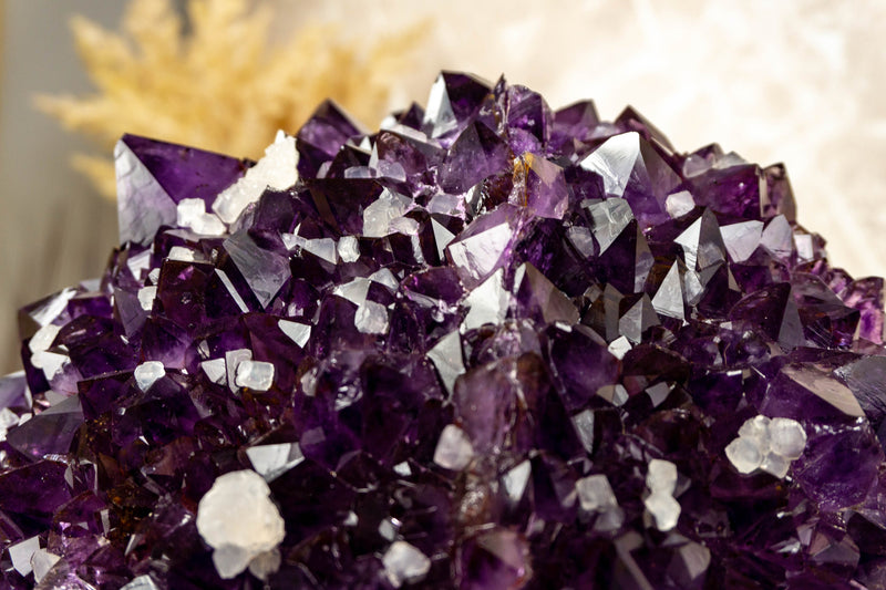 Aaa Amethyst Rosette with Dark Purple Amethyst Druzy and Crystal Calcite