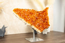 Large Orange Citrine Crystal Cluster on Stand with Citrine Flower Rosette, Natural, Raw 4.8 Kg - 10.6 lb - E2D Crystals & Minerals