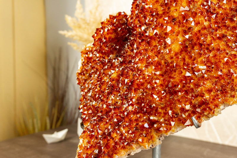 Large Natural Citrine Flower Cluster on Stand with Orange Citrine Crystal Stalactite - 6.5 Kg - 14.3 lb - E2D Crystals & Minerals