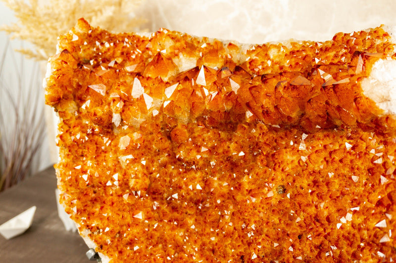 Rare Large Orange Citrine Cluster with Rosette Flowers (Stalactite) on Stand - 15 Kg - 34 lb - E2D Crystals & Minerals