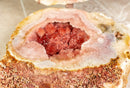 All Natural Red and Pink Amethyst Small Geode on Stand with Galaxy (Sugar Coat) Druzy