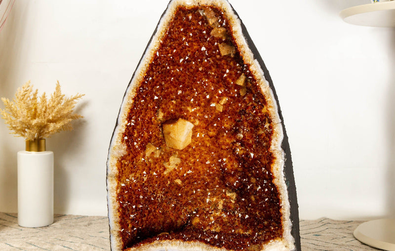 Large Citrine Geode Cathedral with Deep Orange Citrine Points 24 In, 60.8 Kg - 134.0 lb - E2D Crystals & Minerals