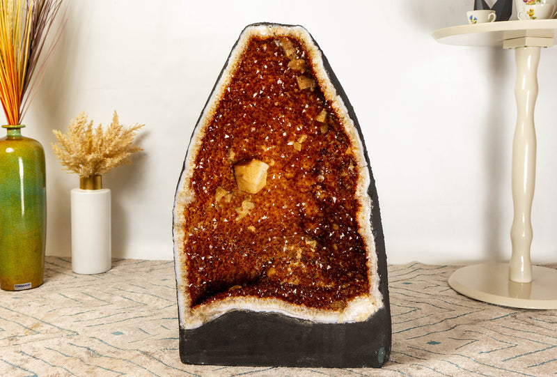 Large Citrine Geode Cathedral with Deep Orange Citrine Points 24 In, 60.8 Kg - 134.0 lb - E2D Crystals & Minerals