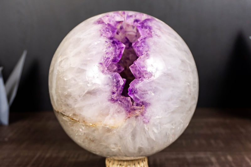 Extra Large Amethyst Sphere with Purple Amethyst Druzy
