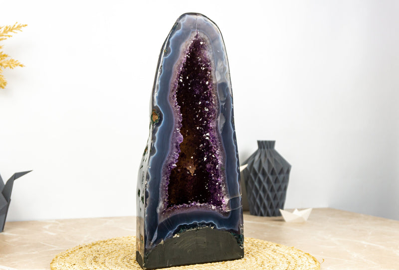 Rare Deep Purple Amethyst Geode with Lace Agate