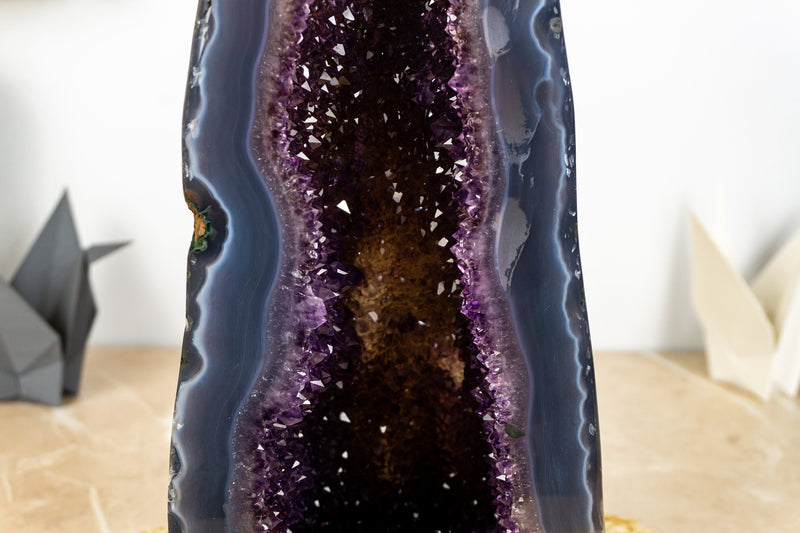 Rare Deep Purple Amethyst Geode with Lace Agate