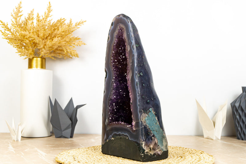 Rare Deep Purple Amethyst Geode with Lace Agate
