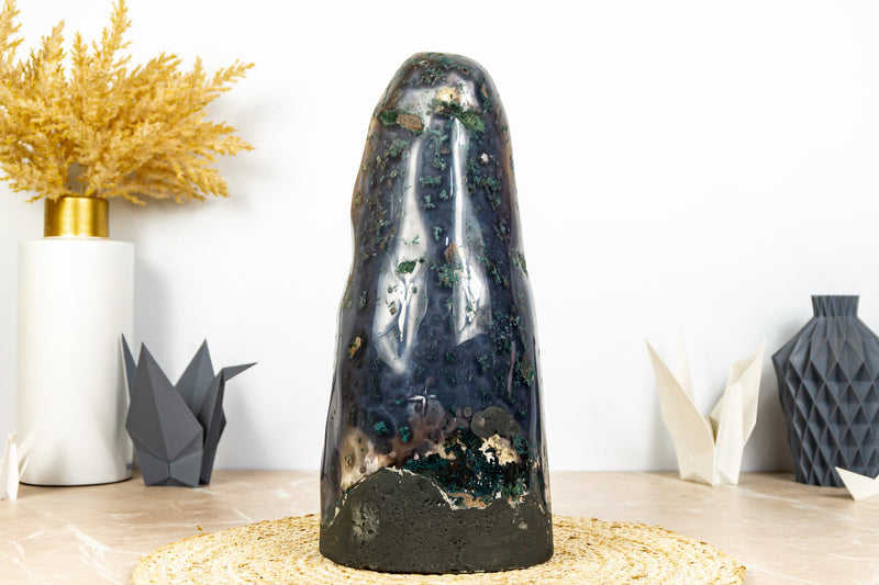Rare Deep Purple Amethyst Geode Cathedral with Lace Agate Matrix