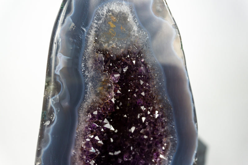 Rare Deep Purple Amethyst Geode Cathedral with Lace Agate Matrix
