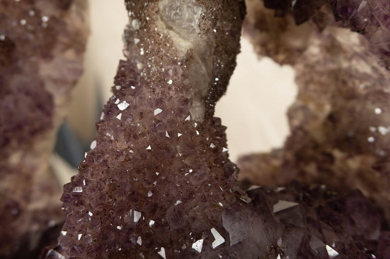Rare Amethyst Geode Cathedral with Stalactite and Golden Goethite