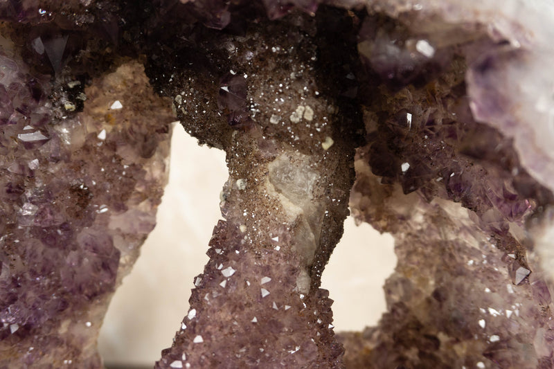 Rare Amethyst Geode Cathedral with Stalactite and Golden Goethite