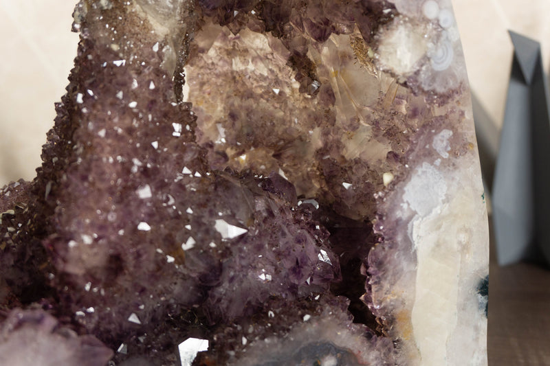Rare Amethyst Geode Cathedral with Stalactite and Golden Goethite
