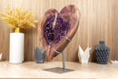 Large Pink Amethyst Heart with Pink and Deep Purple Amethyst Druzy - E2D Crystals & Minerals