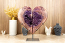 Large Pink Amethyst Heart with Pink and Deep Purple Amethyst Druzy - E2D Crystals & Minerals