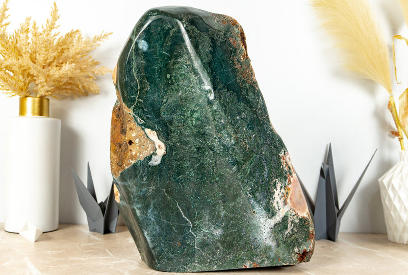AAA Pink Amethyst Geode with Green Jasper