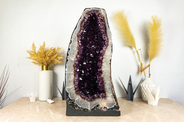 Amethyst Cathedral Geode with Dark Saturated Purple Amethyst